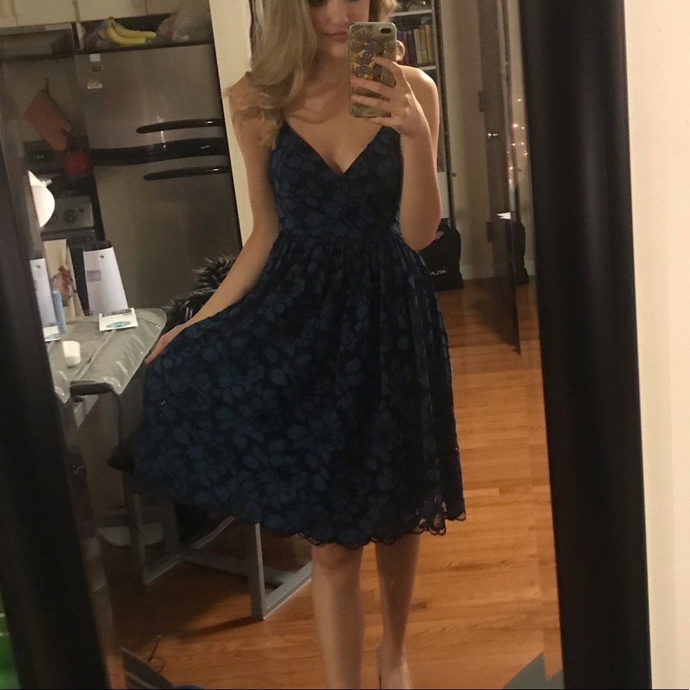 Blue and black lace dress
